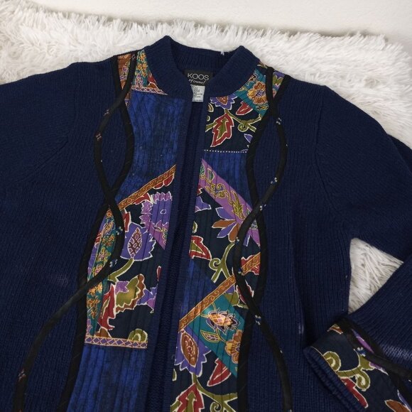 Vintage Koos of Course! Wool Silk Blend Black Duster Open Cardigan Large - Picture 5 of 8